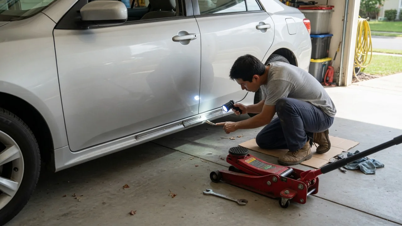 Automotive scene illustrating Why Should Car Lifting Points Be Identified Before Jacking