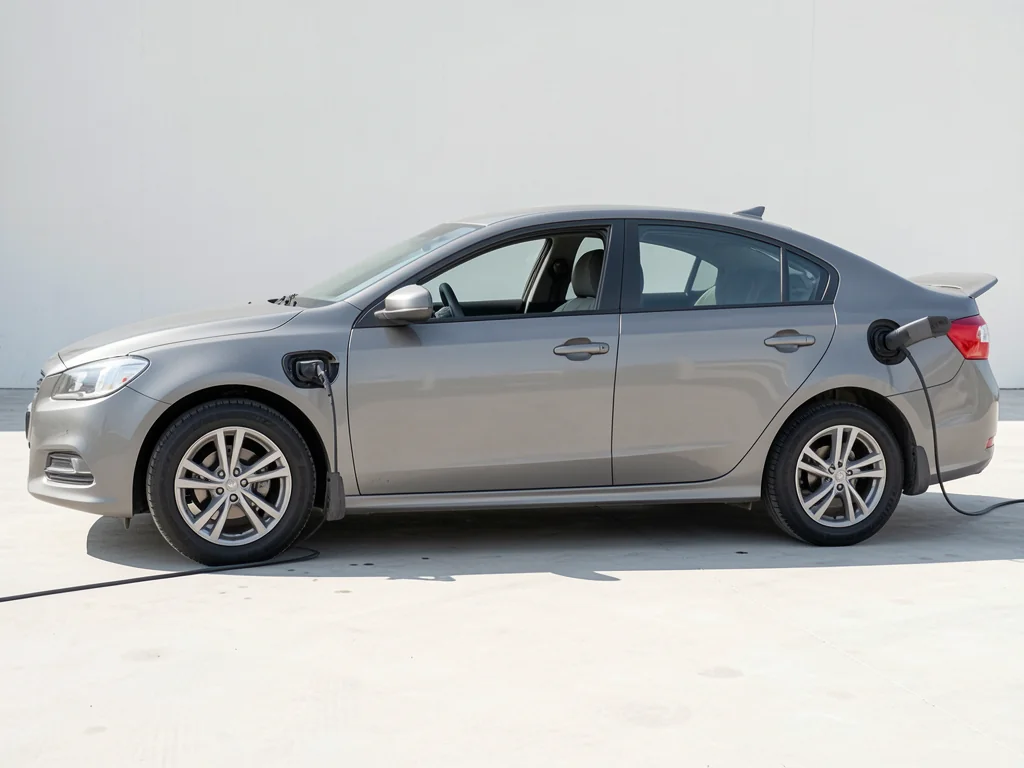Used car parked over a dry inspection area with its wheel arches and lower body clearly visible