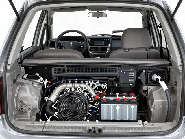 Illustration of airflow through a hybrid battery cooling intake, filter, duct, and fan