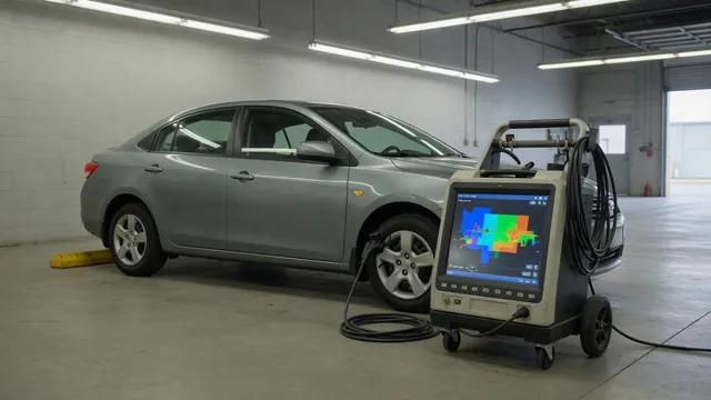 Scan tool beside a flex-fuel vehicle displaying fuel composition diagnostic codes