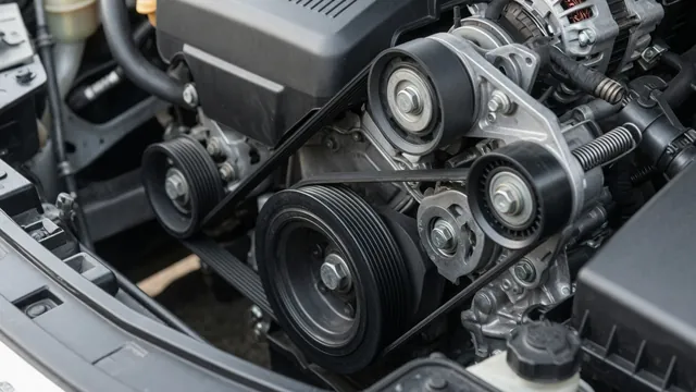 Serpentine belt routed around accessory pulleys with the engine off
