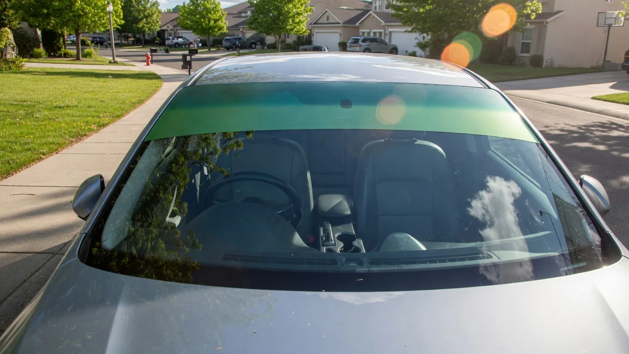 Automotive scene illustrating Why Do Some Windshields Have a Shaded Top Band