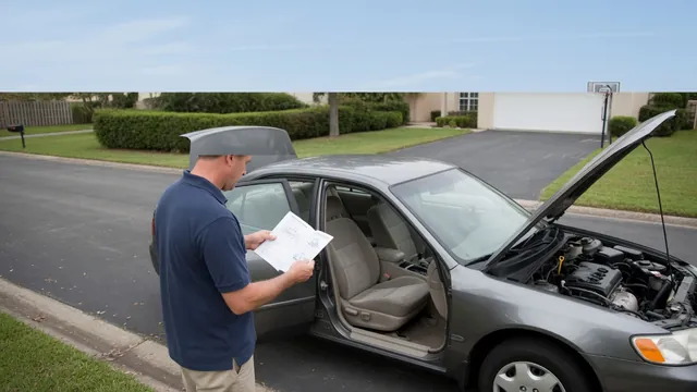 Driver safely parked with the hood open while checking the owner's manual after hearing engine knock