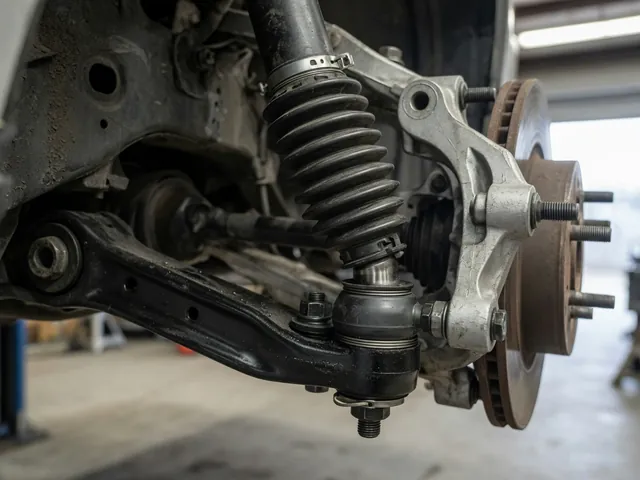 Illustration of a suspension ball joint connecting a control arm to a steering knuckle